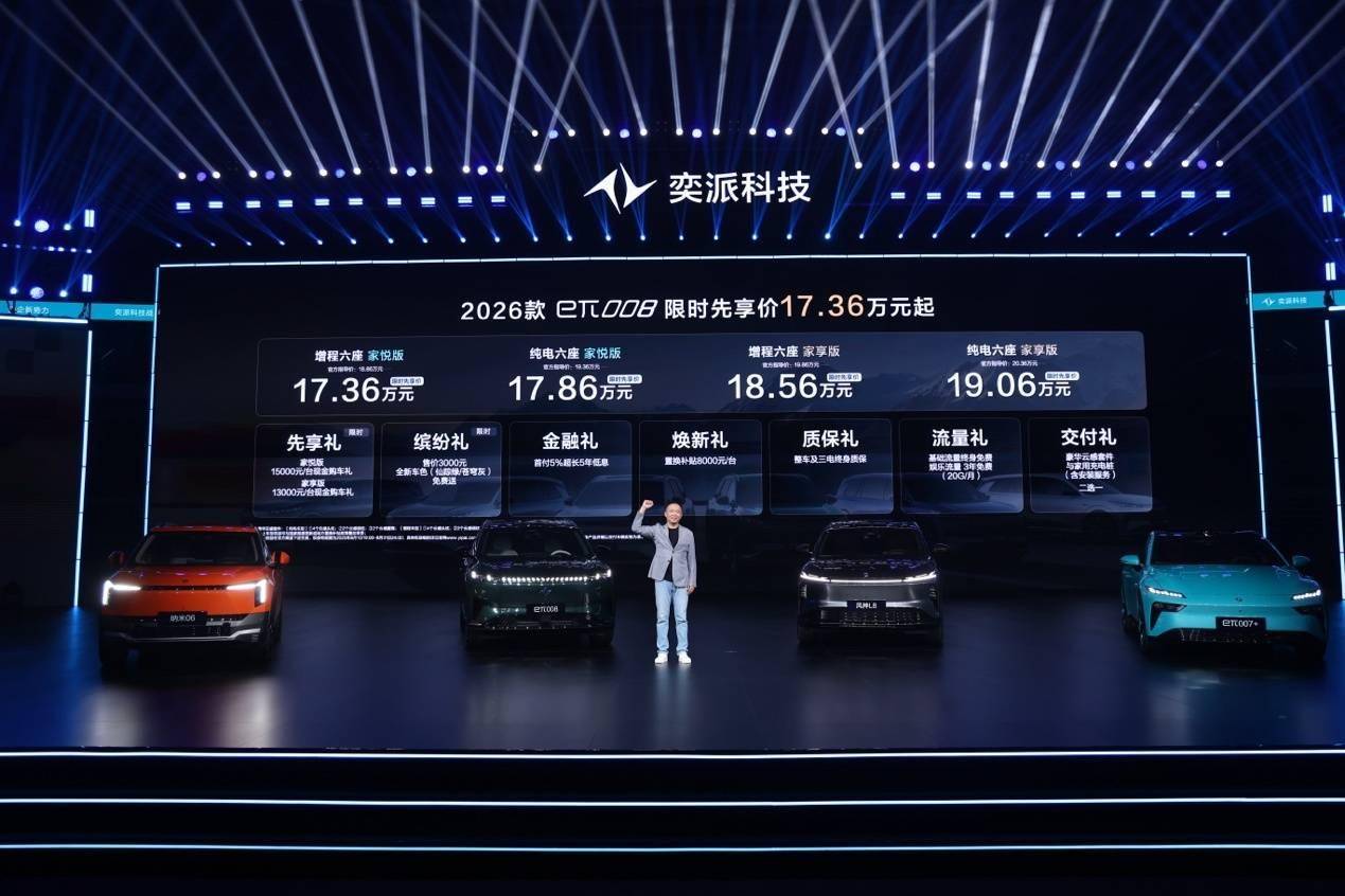 2026款奕派eπ008六座版上市 限时售价17.36-19.06万